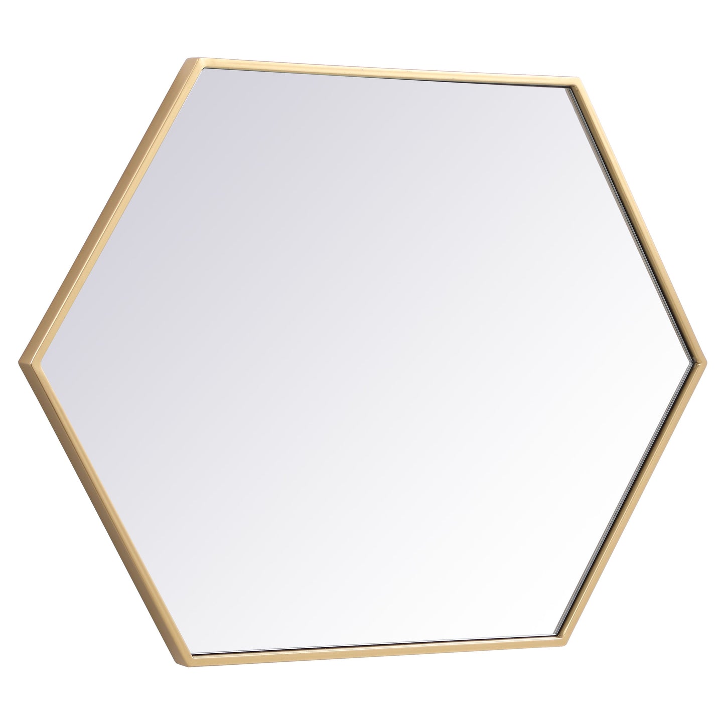 MR4424BR Decker 24" x 34" Metal Framed Hexagon Mirror in Brass