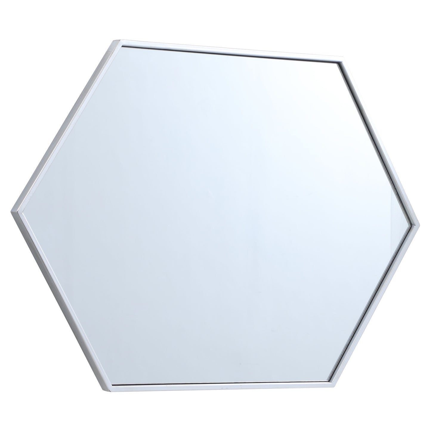 MR4424S Decker 24" x 34" Metal Framed Hexagon Mirror in Silver