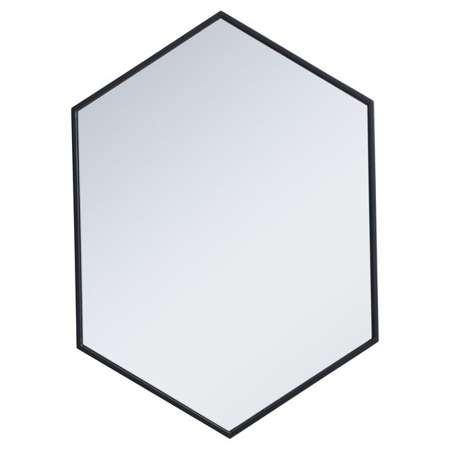 MR4424BK Decker 24" x 34" Metal Framed Hexagon Mirror in Black