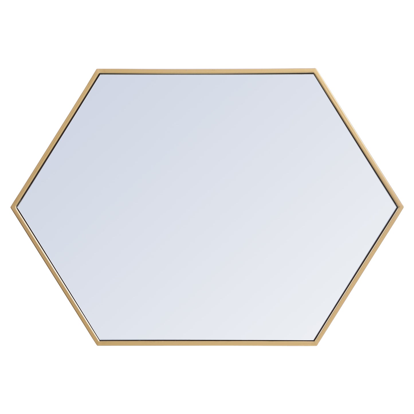 MR4424BR Decker 24" x 34" Metal Framed Hexagon Mirror in Brass