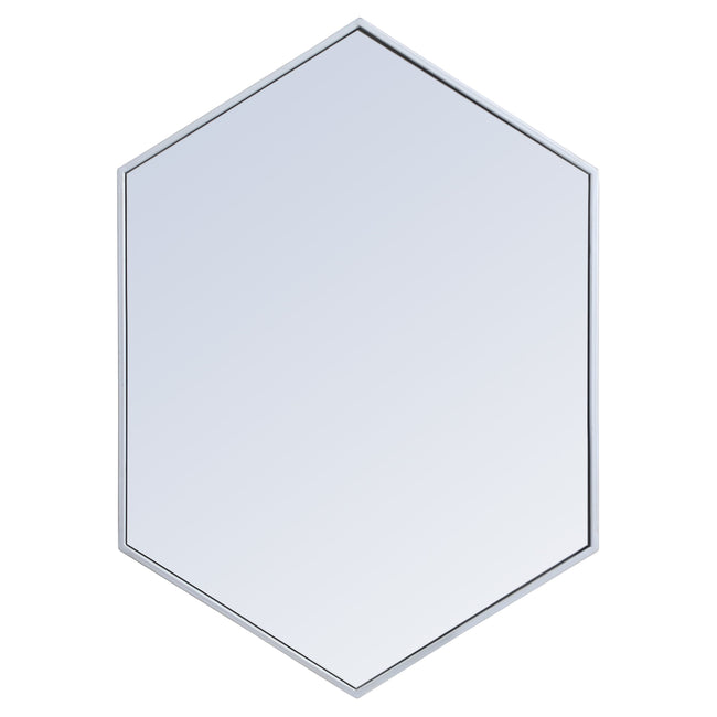 MR4424S Decker 24" x 34" Metal Framed Hexagon Mirror in Silver