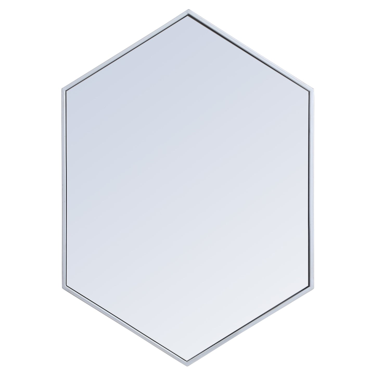 MR4424S Decker 24" x 34" Metal Framed Hexagon Mirror in Silver