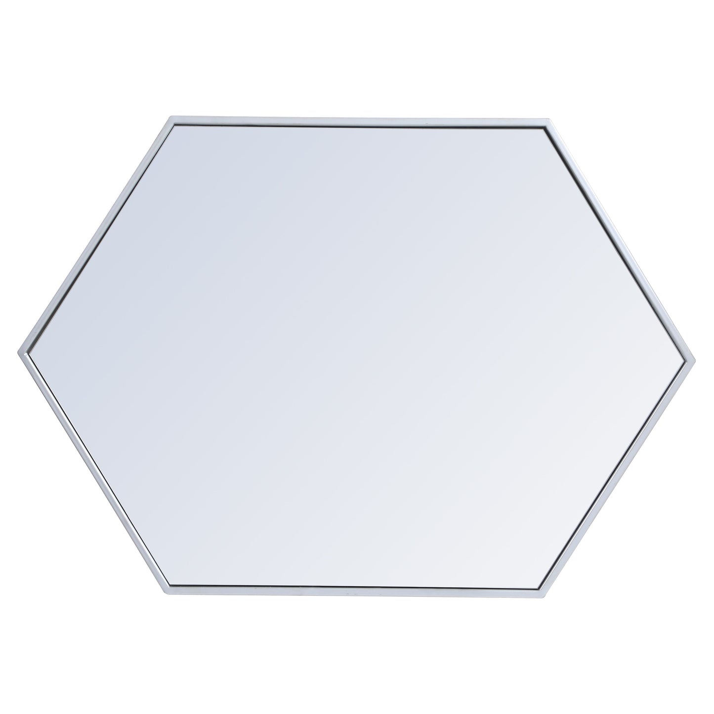 MR4424S Decker 24" x 34" Metal Framed Hexagon Mirror in Silver