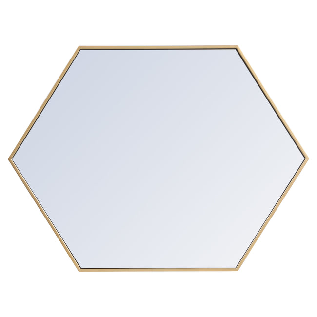 MR4430BR Decker 30" x 40" Metal Framed Hexagon Mirror in Brass