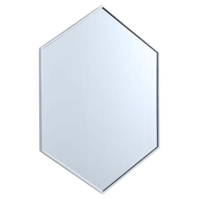 MR4430S Decker 30" x 40" Metal Framed Hexagon Mirror in Silver