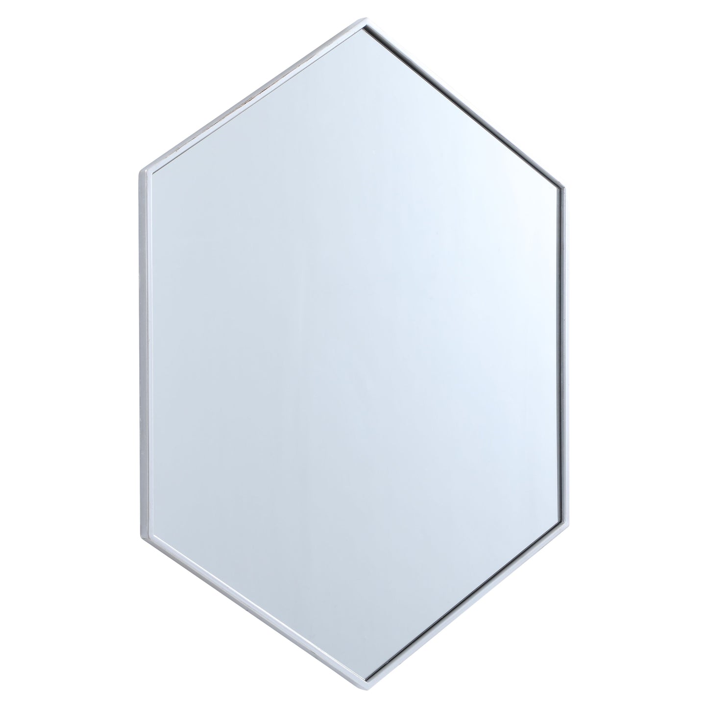 MR4430S Decker 30" x 40" Metal Framed Hexagon Mirror in Silver