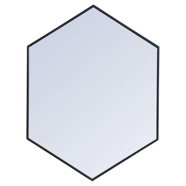 MR4430BK Decker 30" x 40" Metal Framed Hexagon Mirror in Black