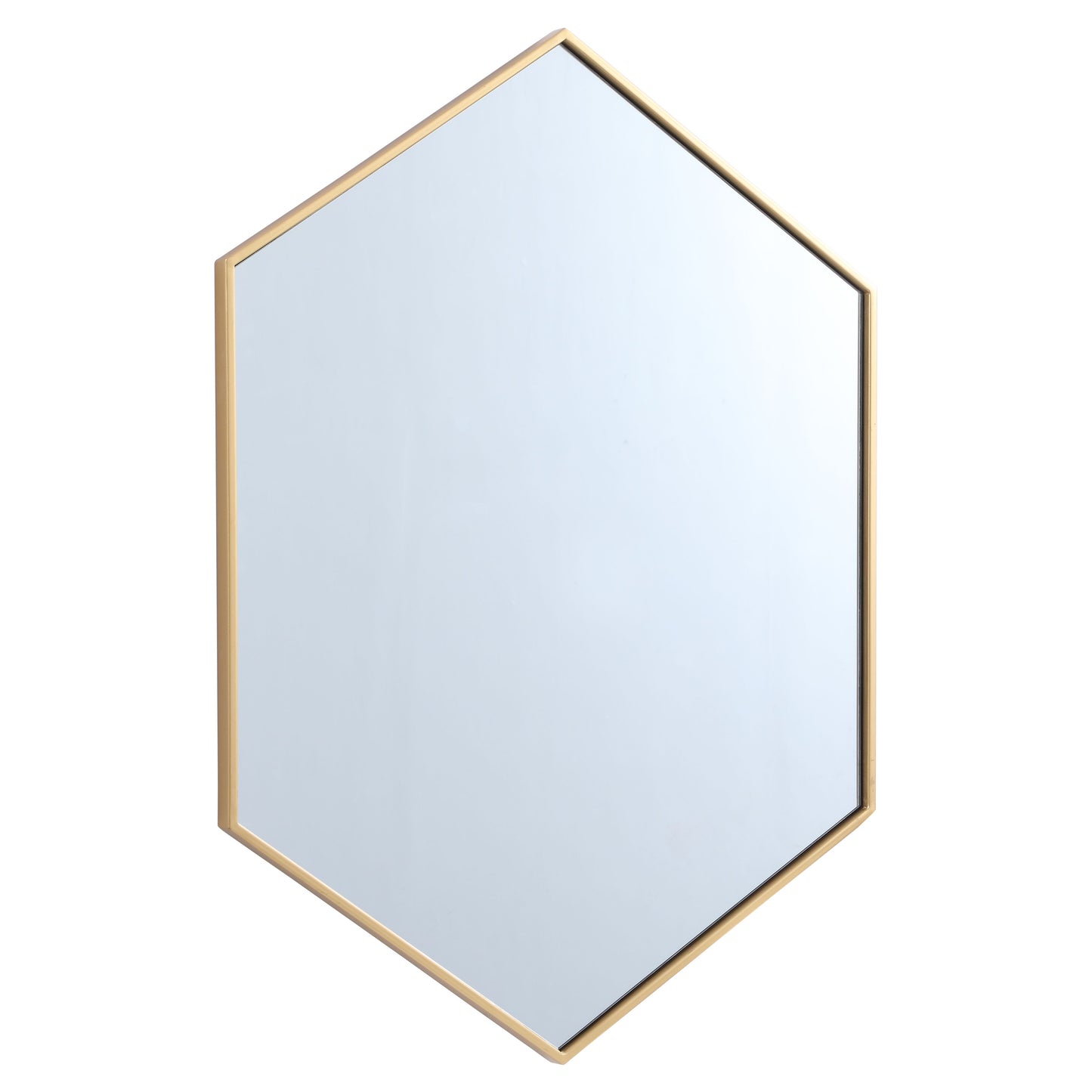 MR4430BR Decker 30" x 40" Metal Framed Hexagon Mirror in Brass