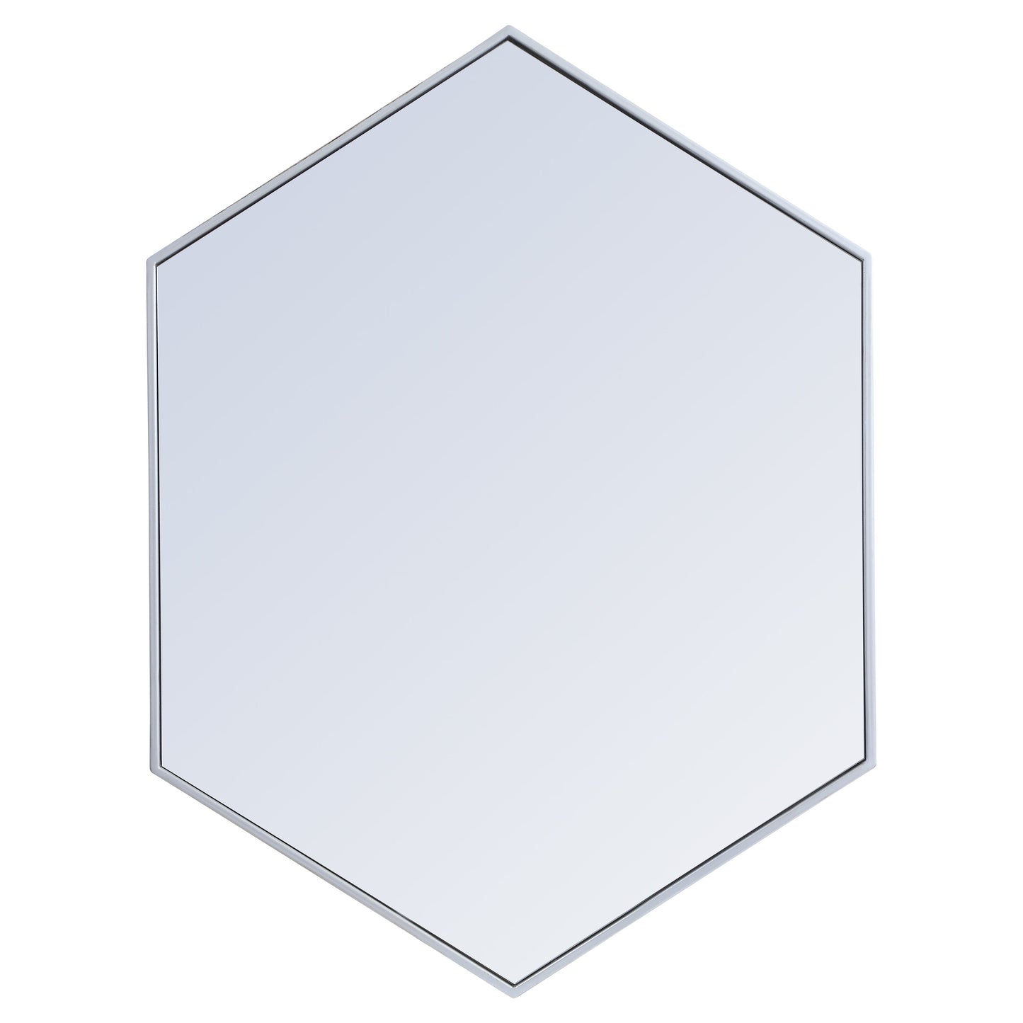 MR4430S Decker 30" x 40" Metal Framed Hexagon Mirror in Silver