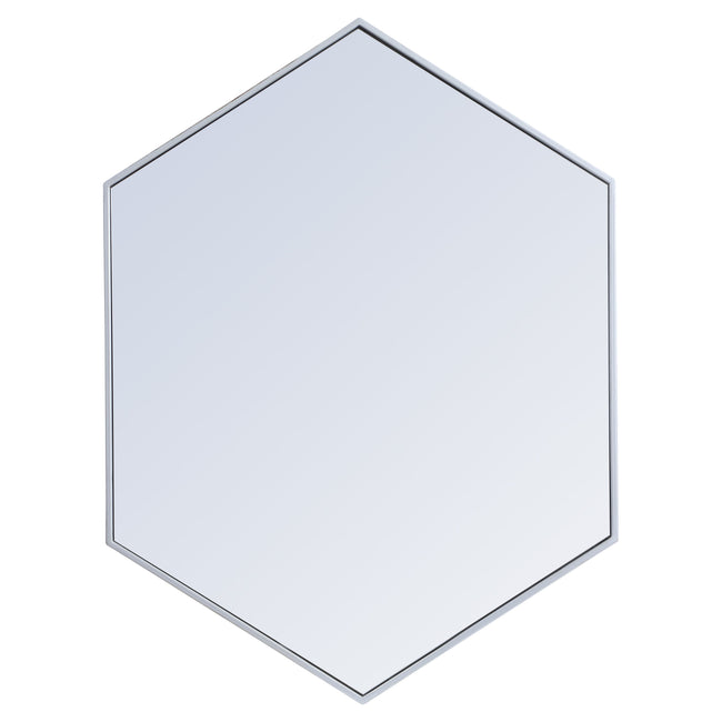 MR4430S Decker 30" x 40" Metal Framed Hexagon Mirror in Silver