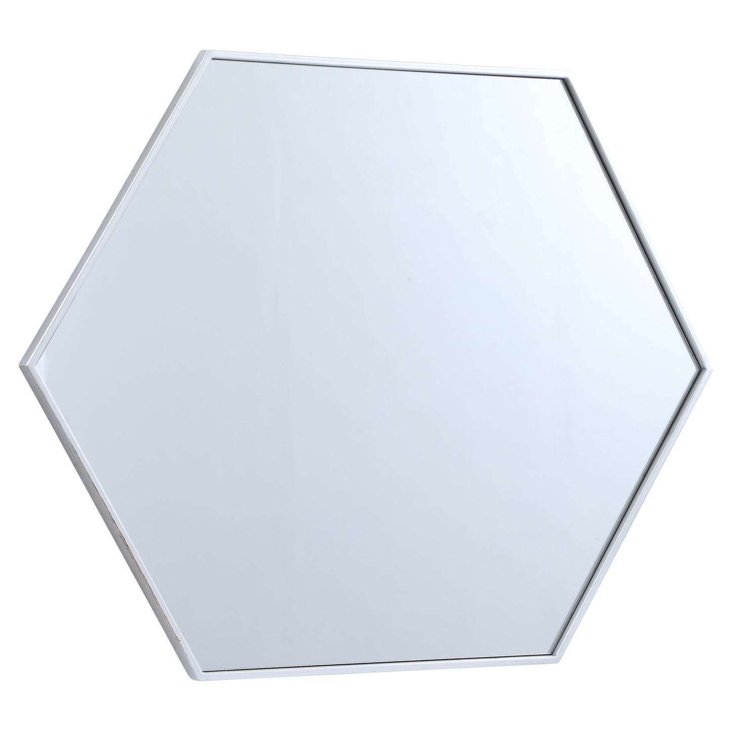 MR4430S Decker 30" x 40" Metal Framed Hexagon Mirror in Silver