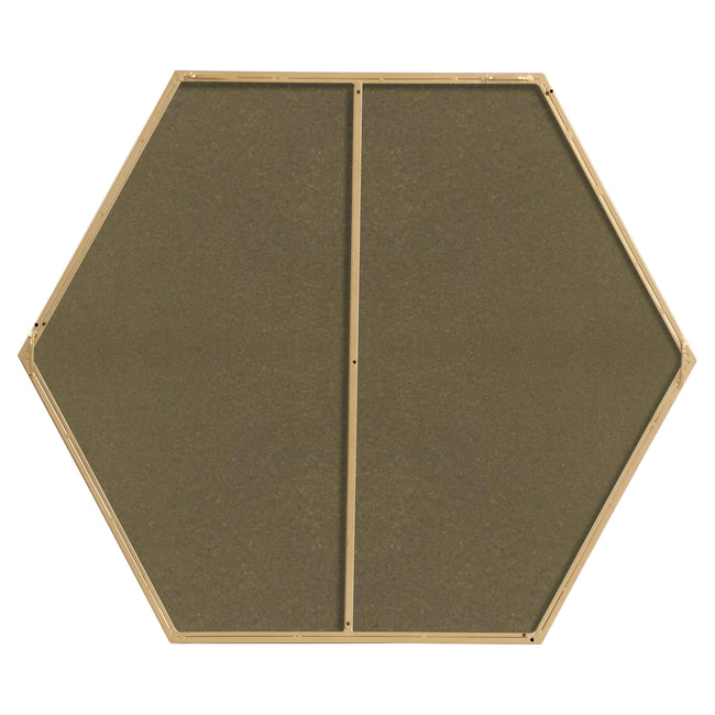 MR4538BR Decker 38" x 32" Metal Framed Hexagon Mirror in Brass