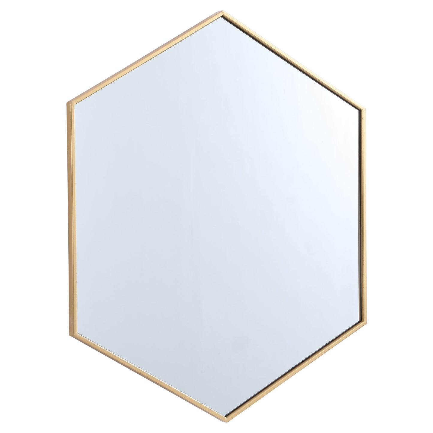 MR4538BR Decker 38" x 32" Metal Framed Hexagon Mirror in Brass