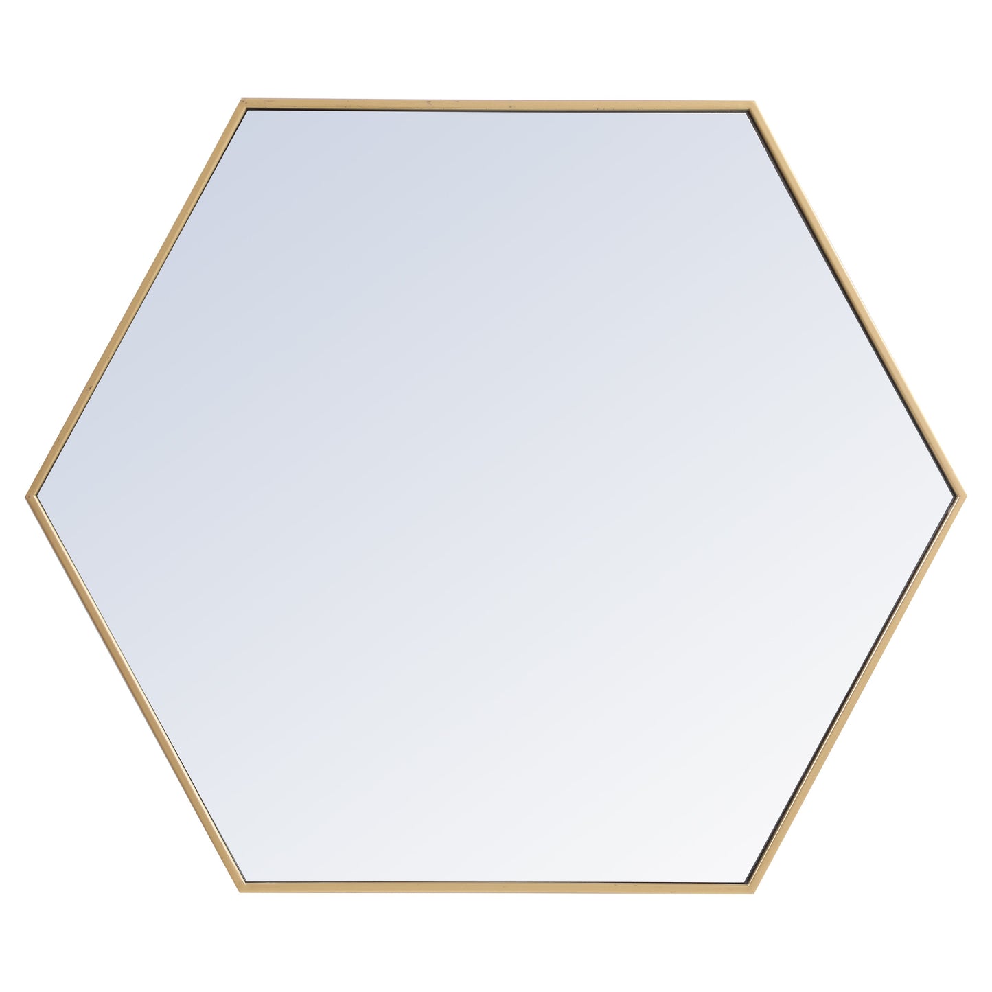 MR4538BR Decker 38" x 32" Metal Framed Hexagon Mirror in Brass