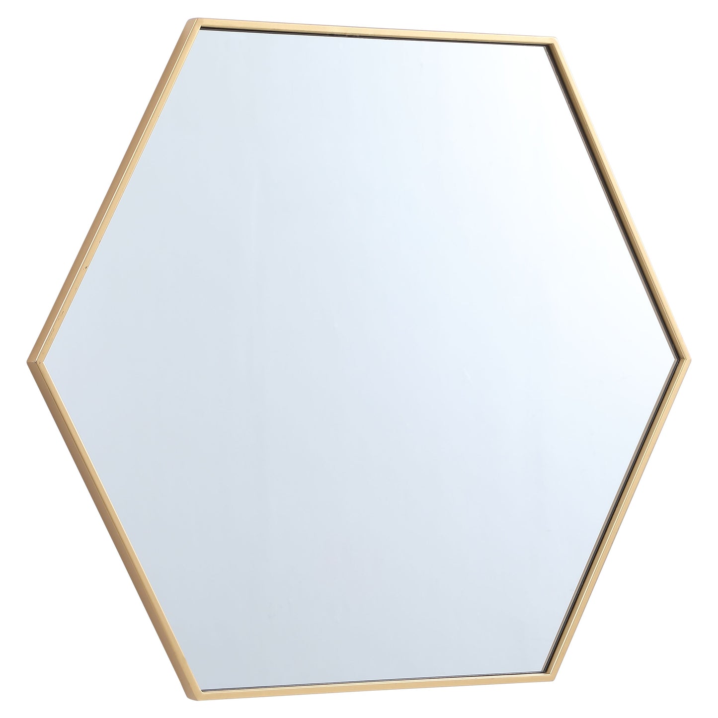 MR4538BR Decker 38" x 32" Metal Framed Hexagon Mirror in Brass