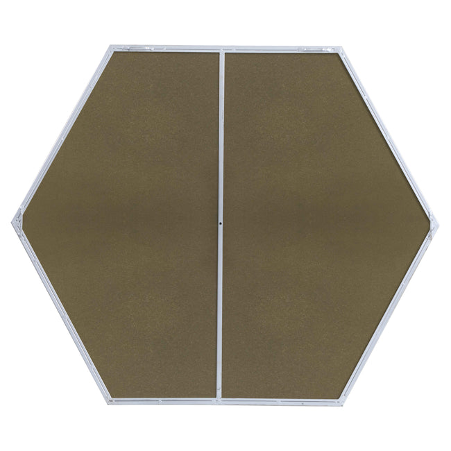 MR4538S Decker 38" x 32" Metal Framed Hexagon Mirror in Silver