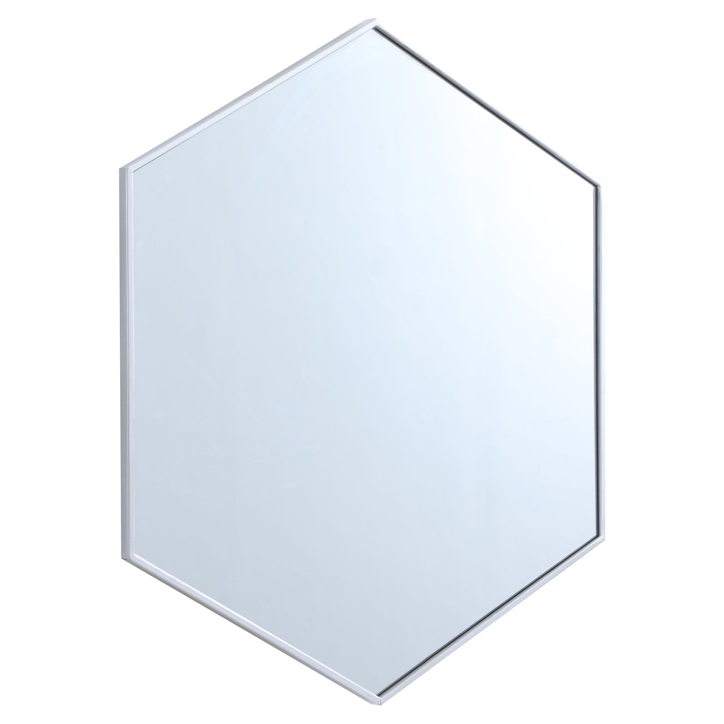 MR4538S Decker 38" x 32" Metal Framed Hexagon Mirror in Silver