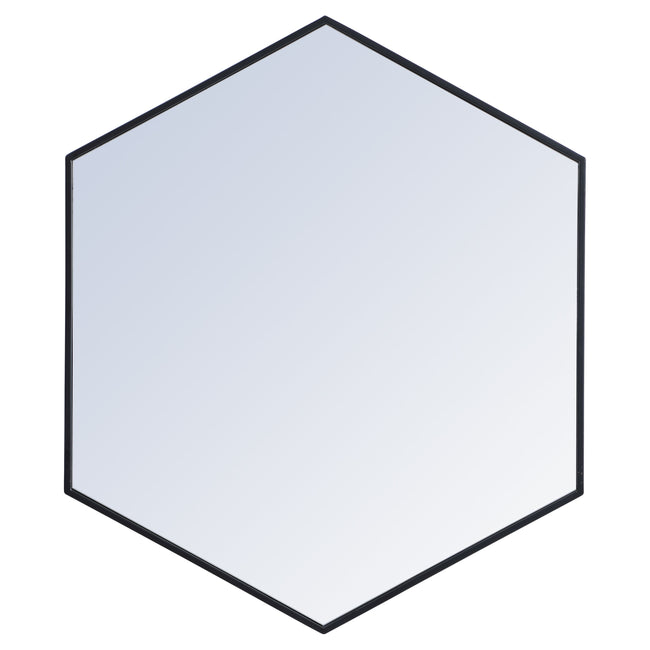 MR4538BK Decker 38" x 32" Metal Framed Hexagon Mirror in Black