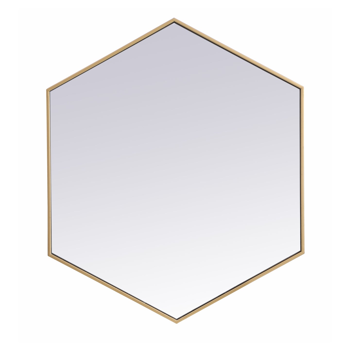 MR4538BR Decker 38" x 32" Metal Framed Hexagon Mirror in Brass
