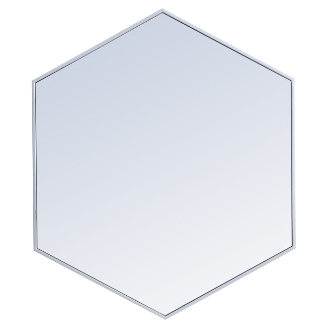 MR4538S Decker 38" x 32" Metal Framed Hexagon Mirror in Silver
