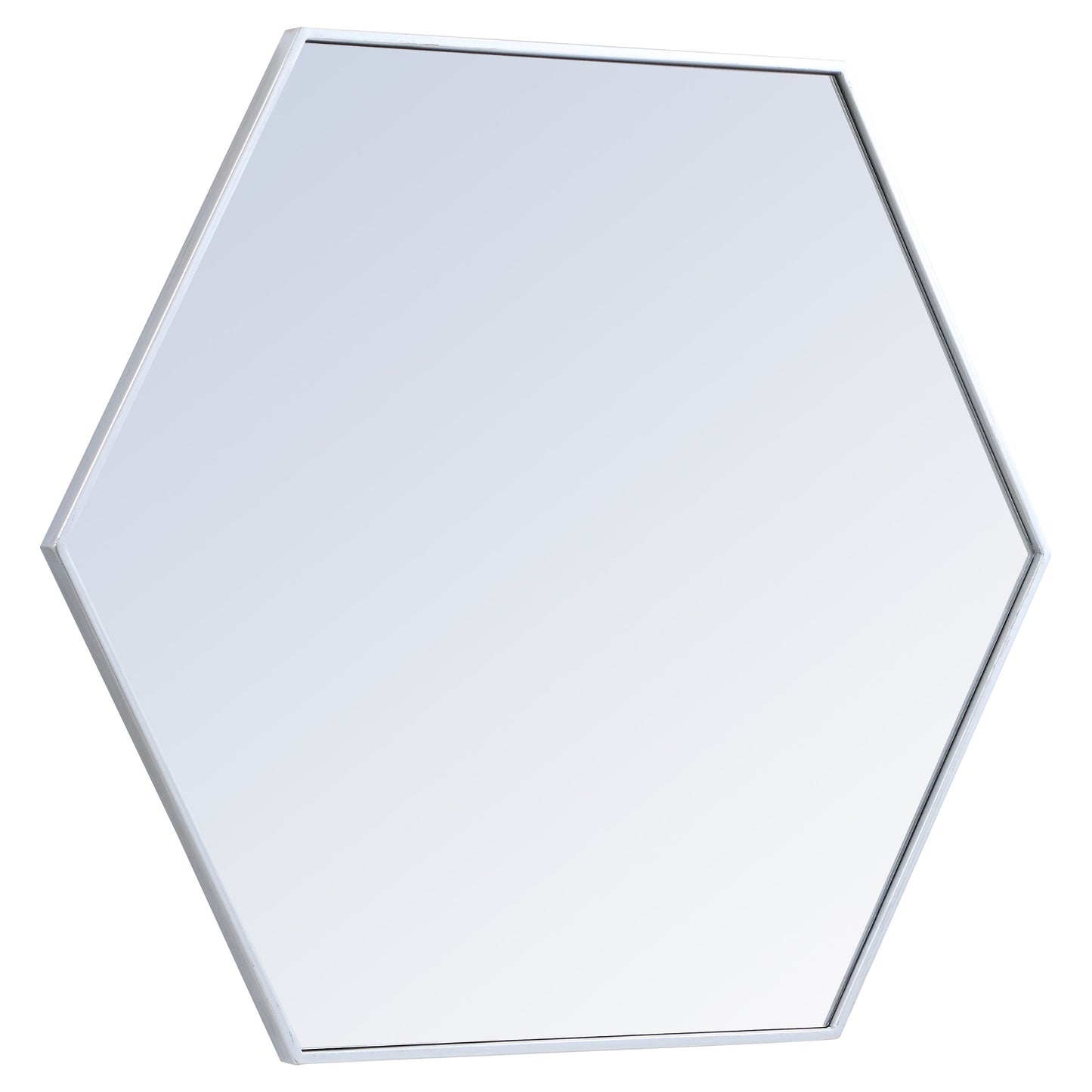 MR4538S Decker 38" x 32" Metal Framed Hexagon Mirror in Silver