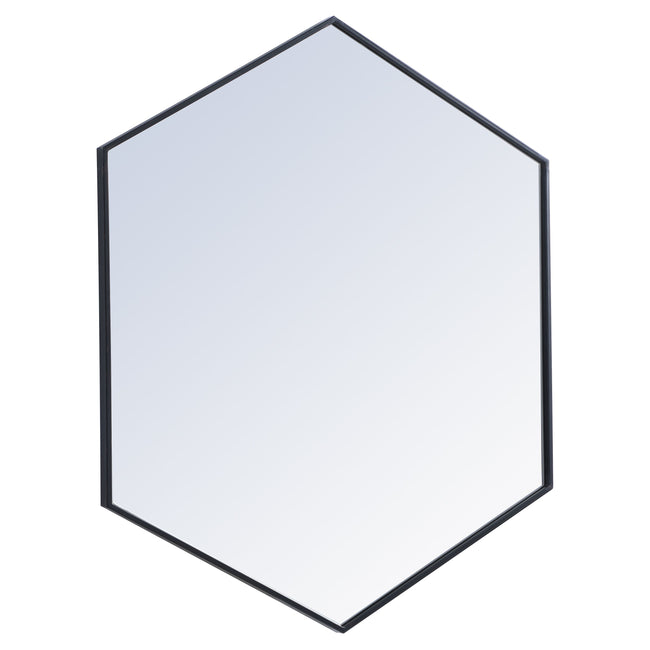 MR4541BK Decker 41" x 35" Metal Framed Hexagon Mirror in Black