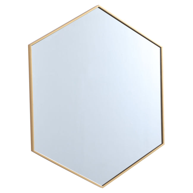 MR4541BR Decker 41" x 35" Metal Framed Hexagon Mirror in Brass