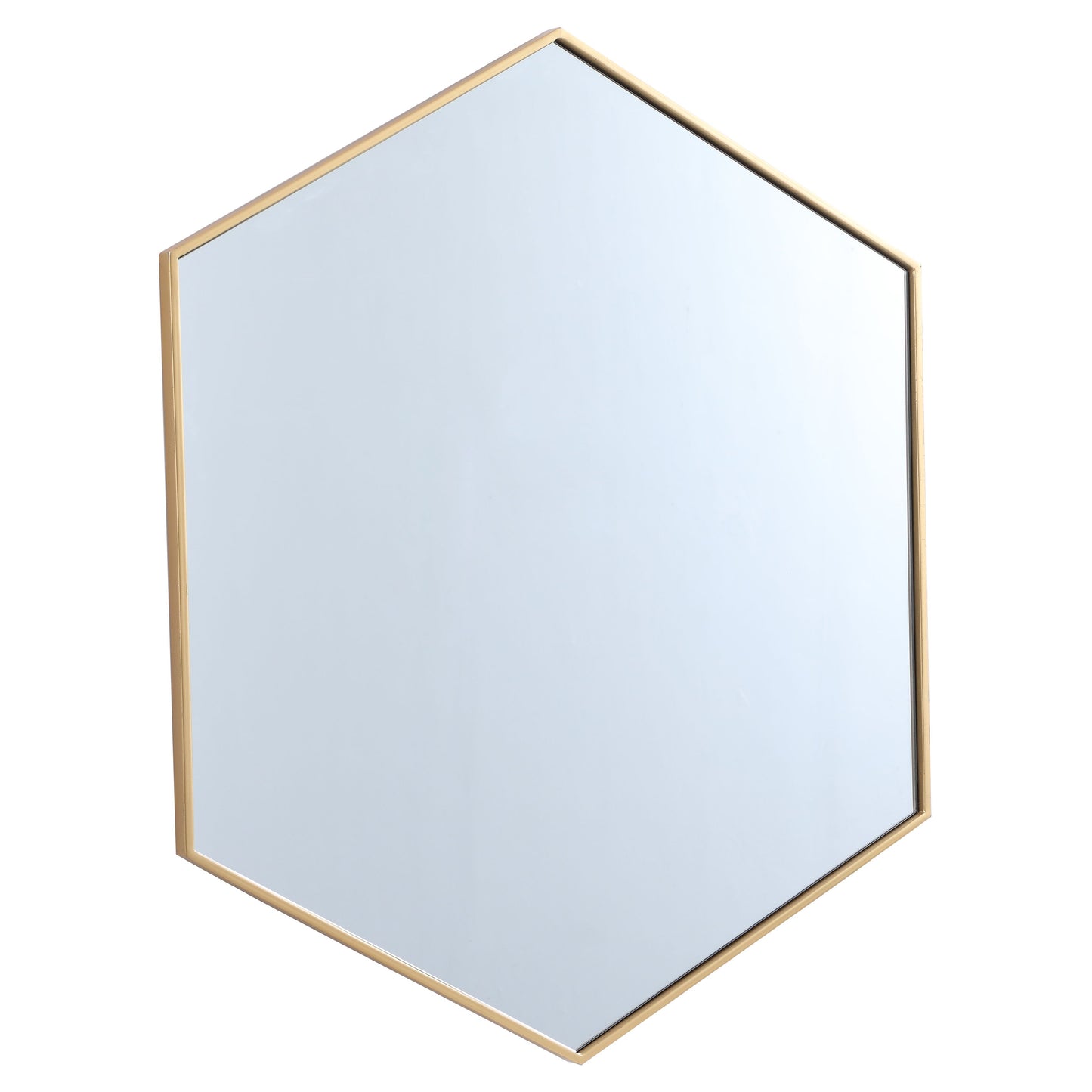 MR4541BR Decker 41" x 35" Metal Framed Hexagon Mirror in Brass
