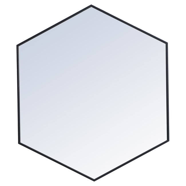 MR4541BK Decker 41" x 35" Metal Framed Hexagon Mirror in Black