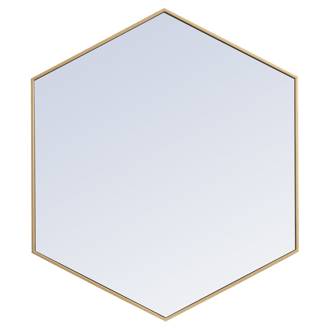 MR4541BR Decker 41" x 35" Metal Framed Hexagon Mirror in Brass