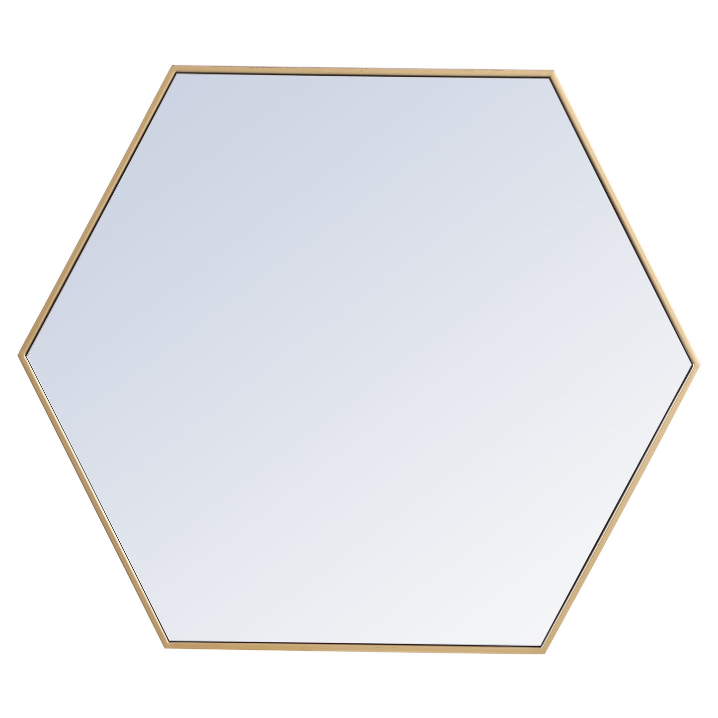 MR4541BR Decker 41" x 35" Metal Framed Hexagon Mirror in Brass