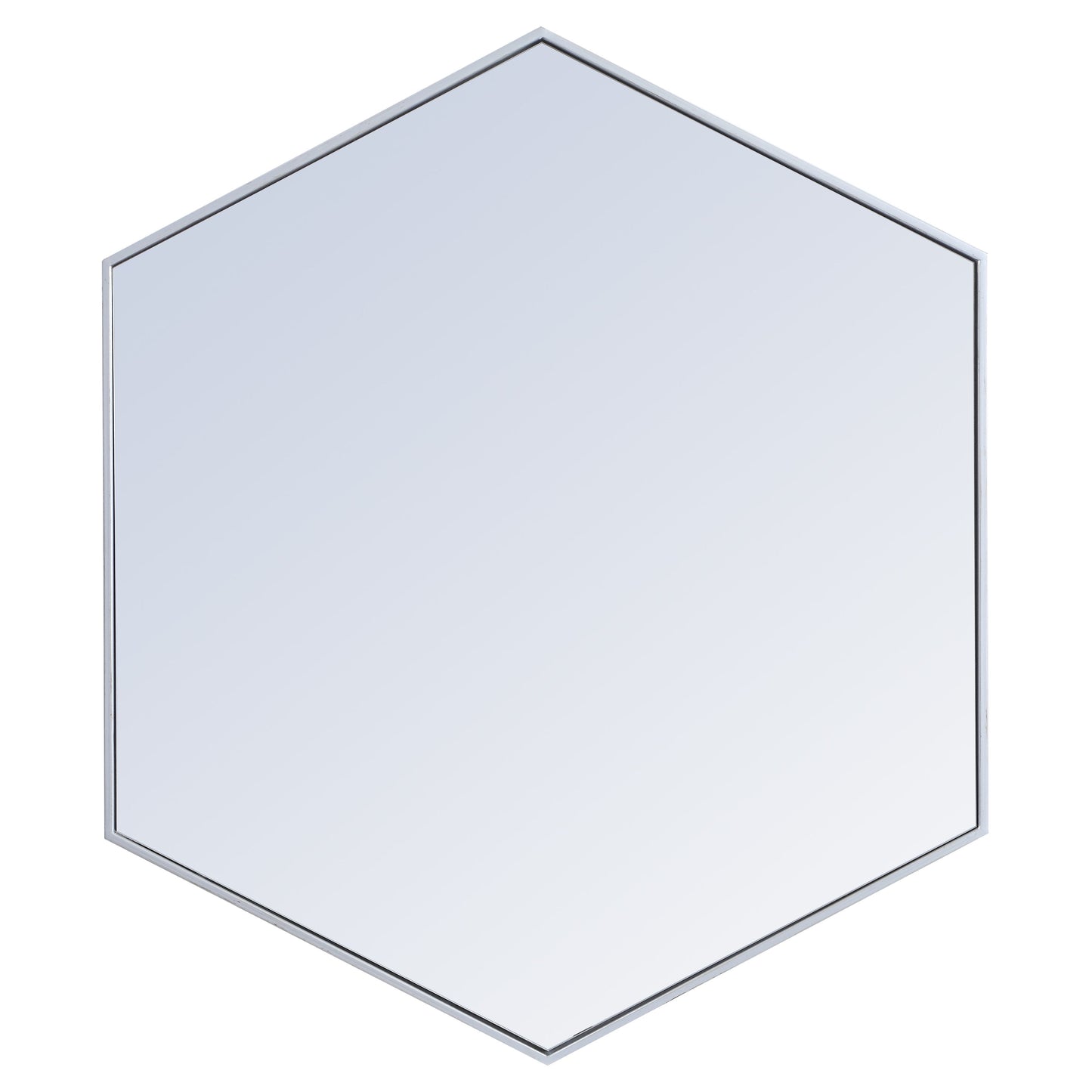 MR4541S Decker 41" x 35" Metal Framed Hexagon Mirror in Silver