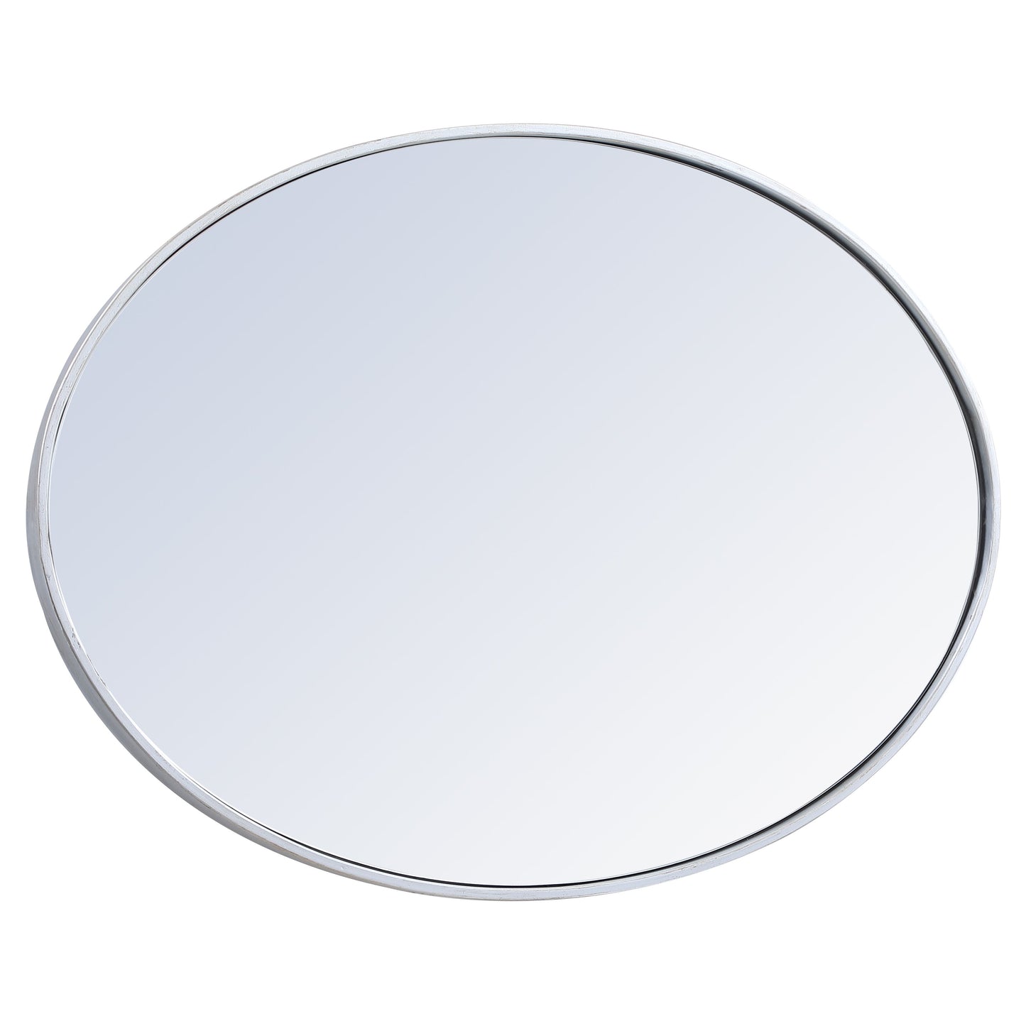 MR4624S Decker 34" x 24" Metal Framed Oval Mirror in Silver