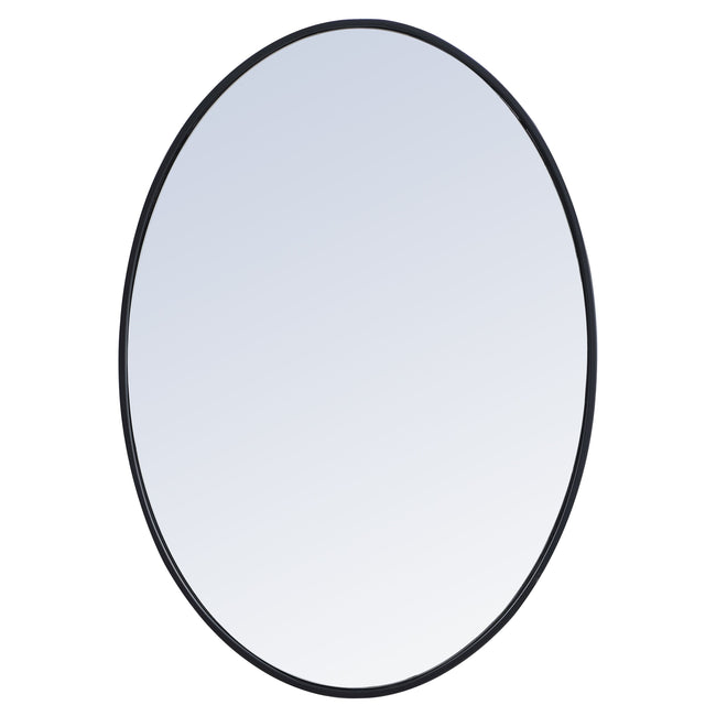 MR4624BK Decker 34" x 24" Metal Framed Oval Mirror in Black