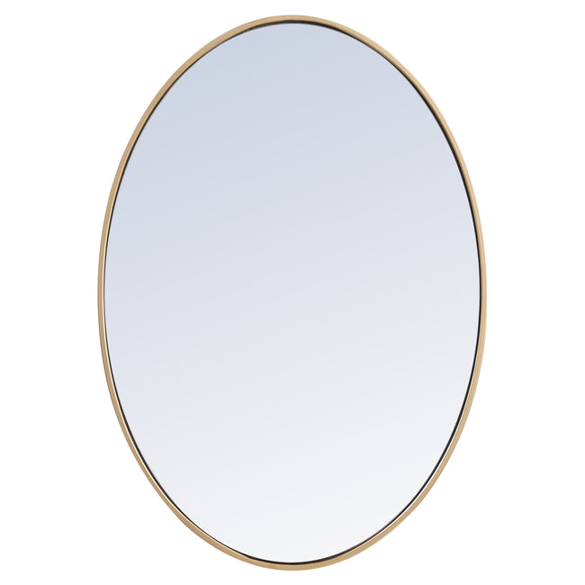 MR4624BR Decker 34" x 24" Metal Framed Oval Mirror in Brass