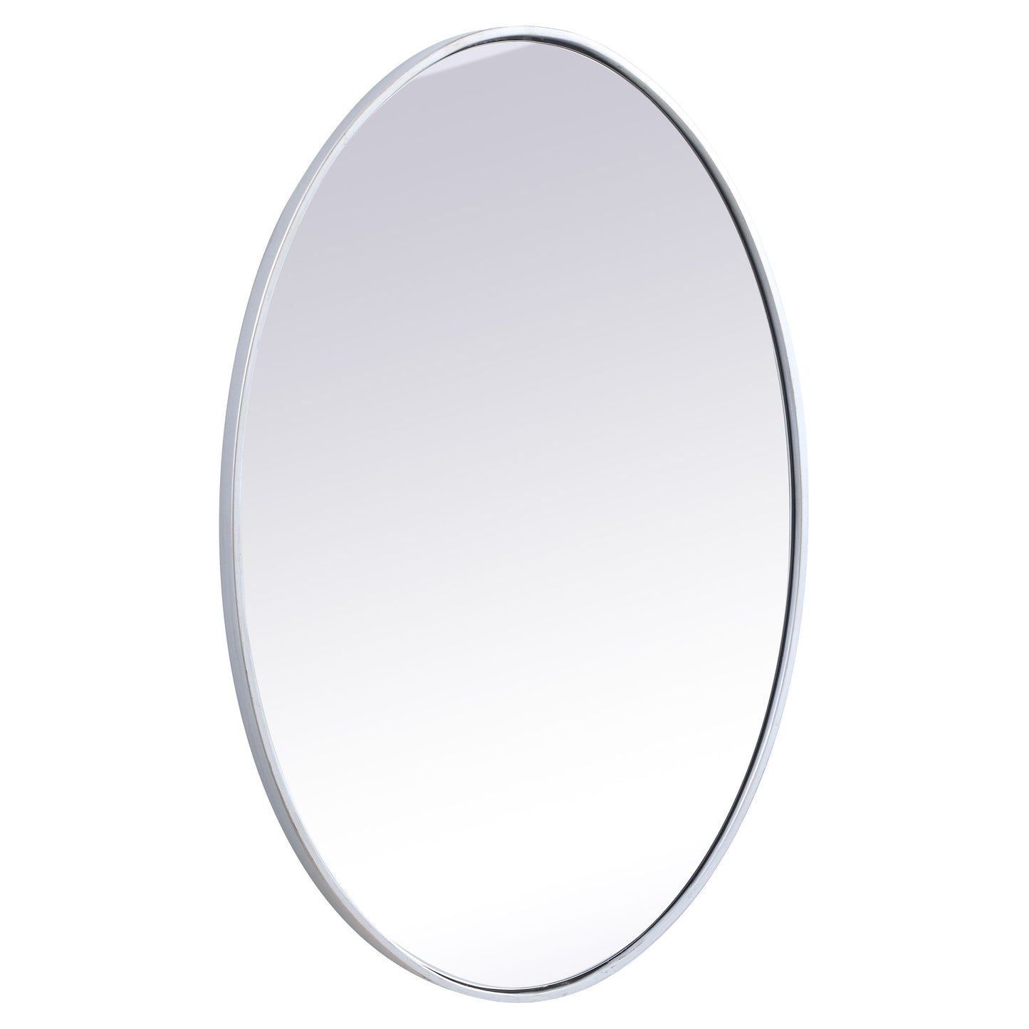 MR4624S Decker 34" x 24" Metal Framed Oval Mirror in Silver