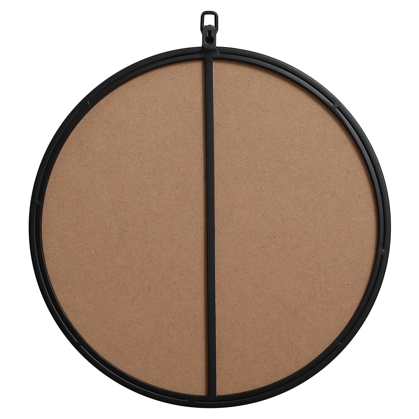 MR4718BK Rowan 18" x 18" Metal Framed Round Mirror with Decorative Hook in Black