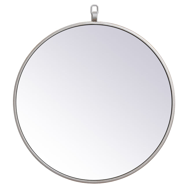 MR4718S Rowan 18" x 18" Metal Framed Round Mirror with Decorative Hook in Silver