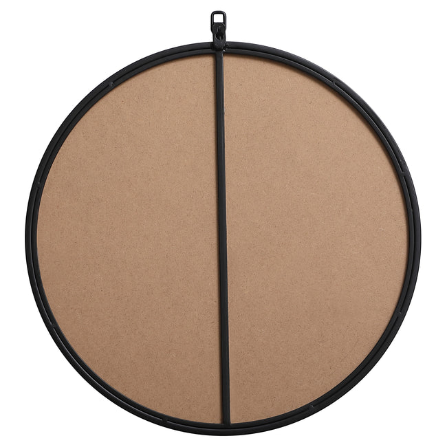 MR4721BK Rowan 21" x 21" Metal Framed Round Mirror with Decorative Hook in Black