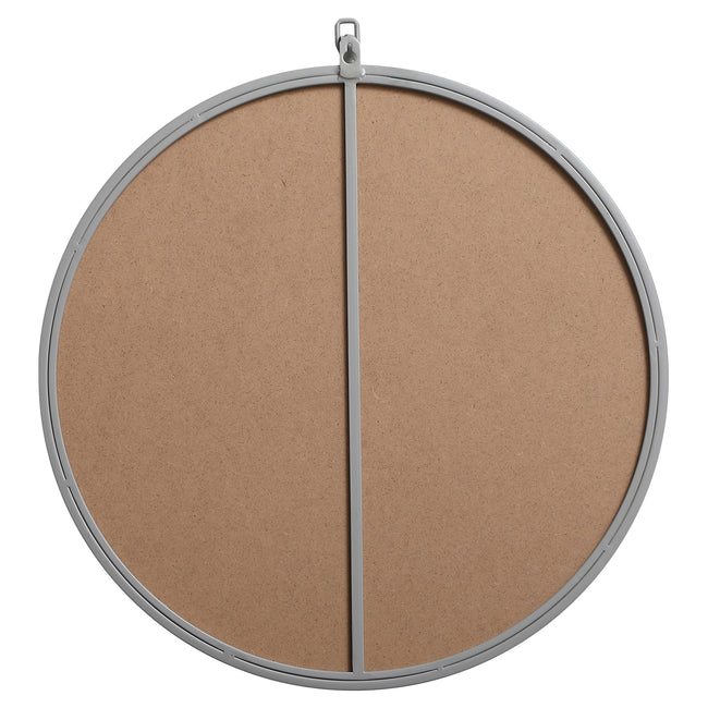 MR4721GR Rowan 21" x 21" Metal Framed Round Mirror with Decorative Hook in Grey