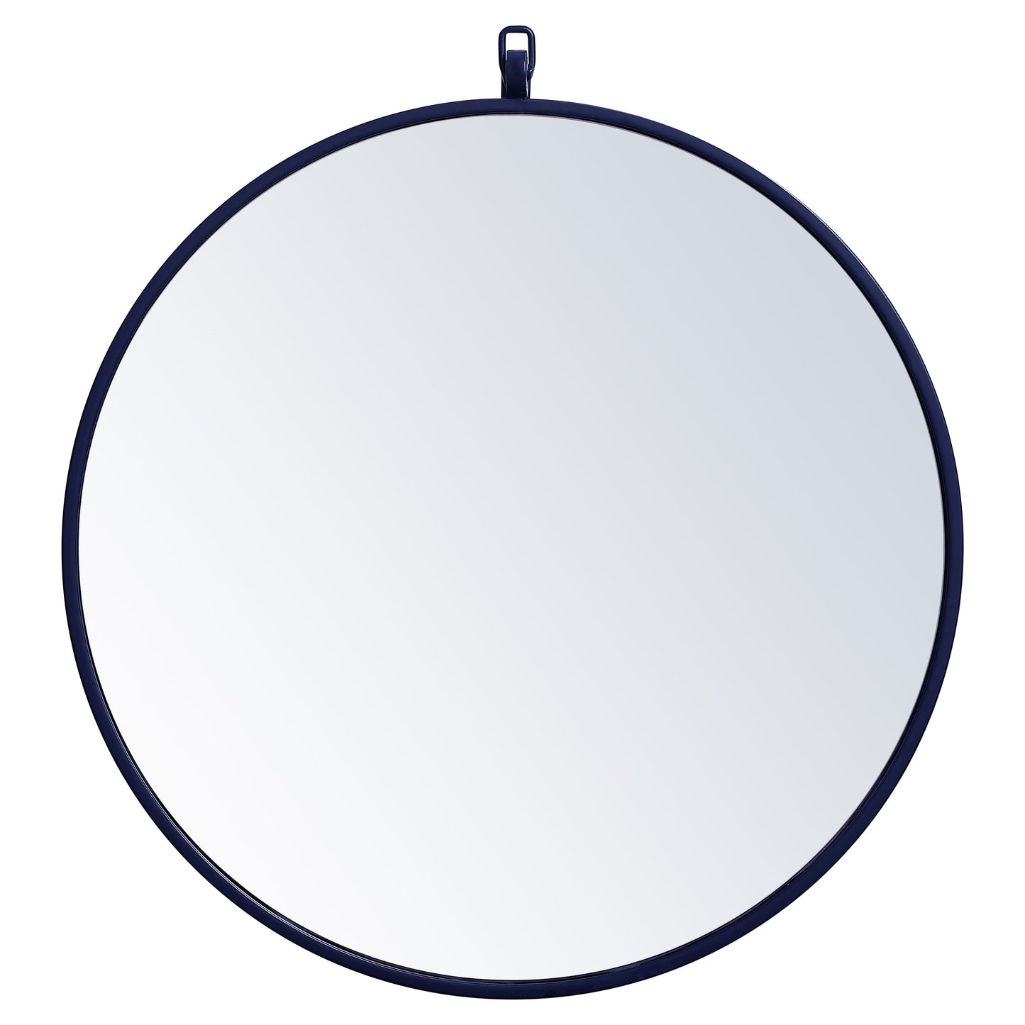 MR4721BL Rowan 21" x 21" Metal Framed Round Mirror with Decorative Hook in Blue