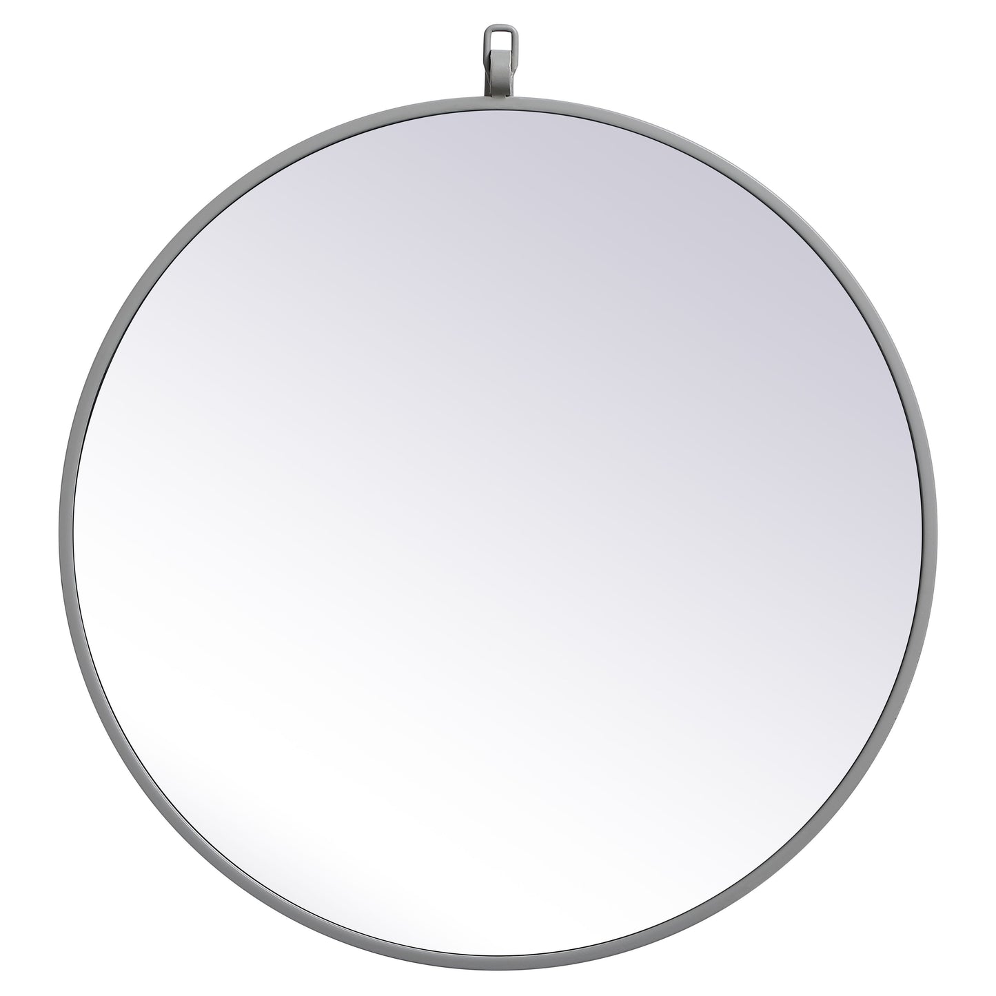 MR4721GR Rowan 21" x 21" Metal Framed Round Mirror with Decorative Hook in Grey