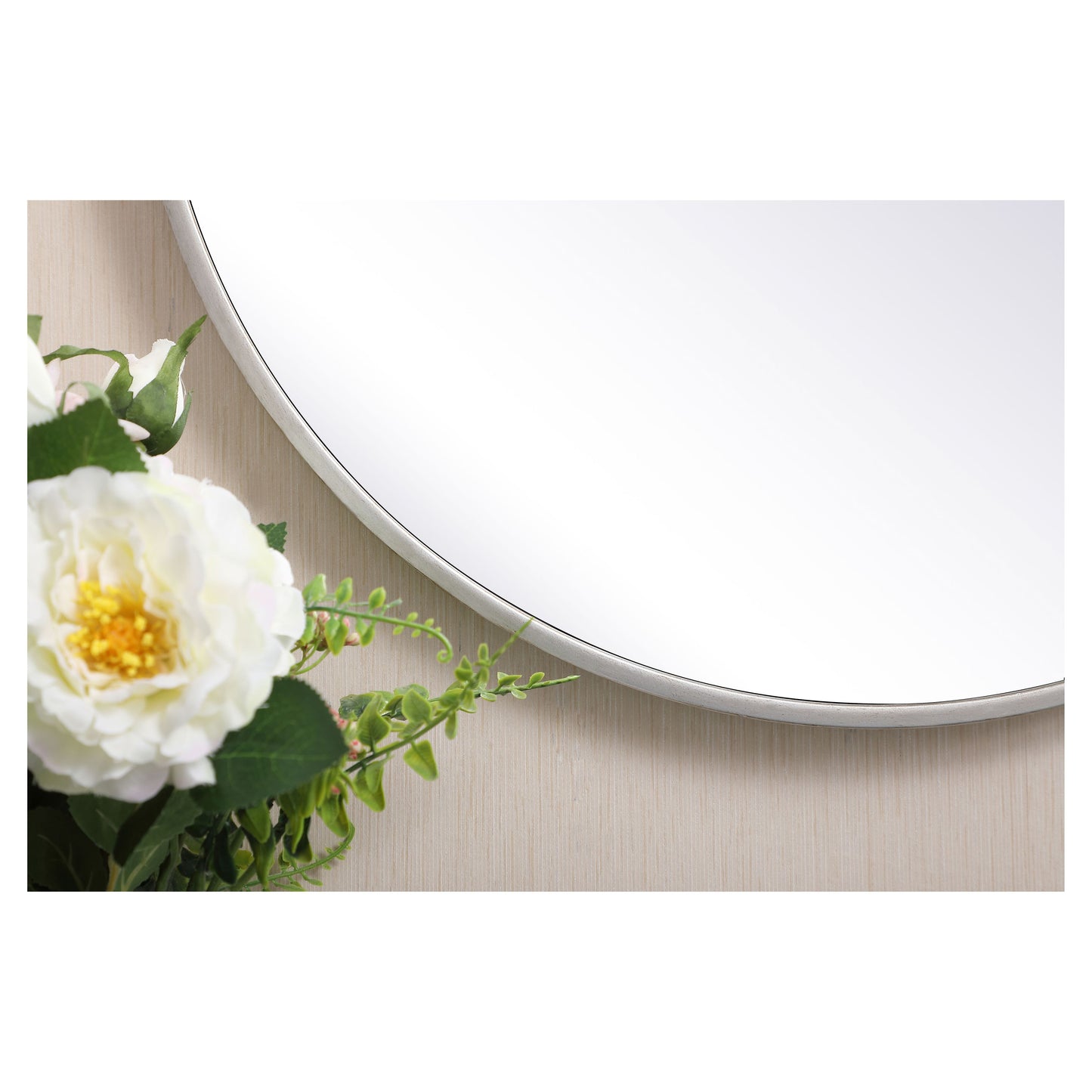 MR4721S Rowan 21" x 21" Metal Framed Round Mirror with Decorative Hook in Silver