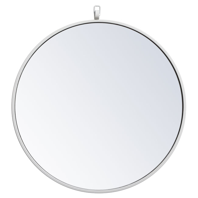 MR4721WH Rowan 21" x 21" Metal Framed Round Mirror with Decorative Hook in White