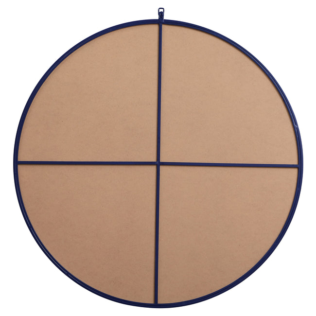 MR4739BL Rowan 39" x 39" Metal Framed Round Mirror with Decorative Hook in Blue