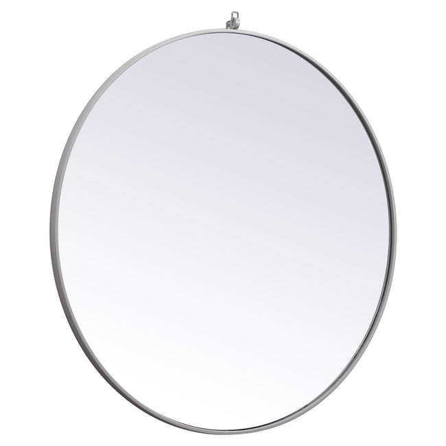 MR4739GR Rowan 39" x 39" Metal Framed Round Mirror with Decorative Hook in Grey