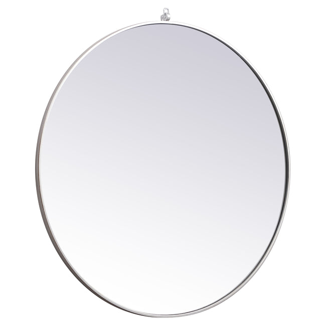 MR4739S Rowan 39" x 39" Metal Framed Round Mirror with Decorative Hook in Silver