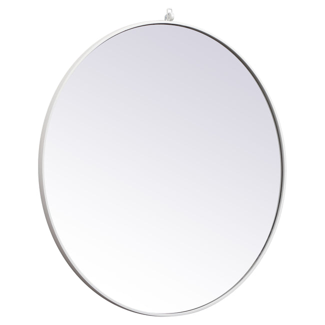 MR4739WH Rowan 39" x 39" Metal Framed Round Mirror with Decorative Hook in White
