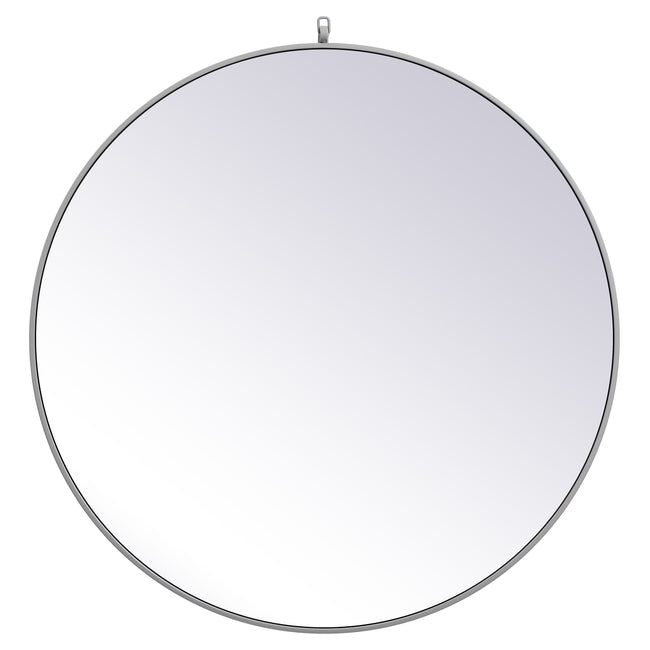 MR4739GR Rowan 39" x 39" Metal Framed Round Mirror with Decorative Hook in Grey