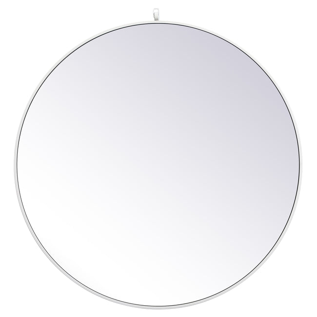 MR4739WH Rowan 39" x 39" Metal Framed Round Mirror with Decorative Hook in White